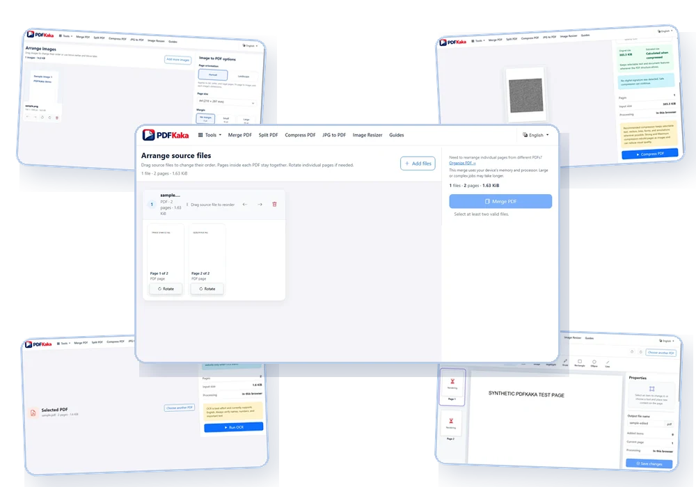 PDFKaka PDF tool workflows used in the guides